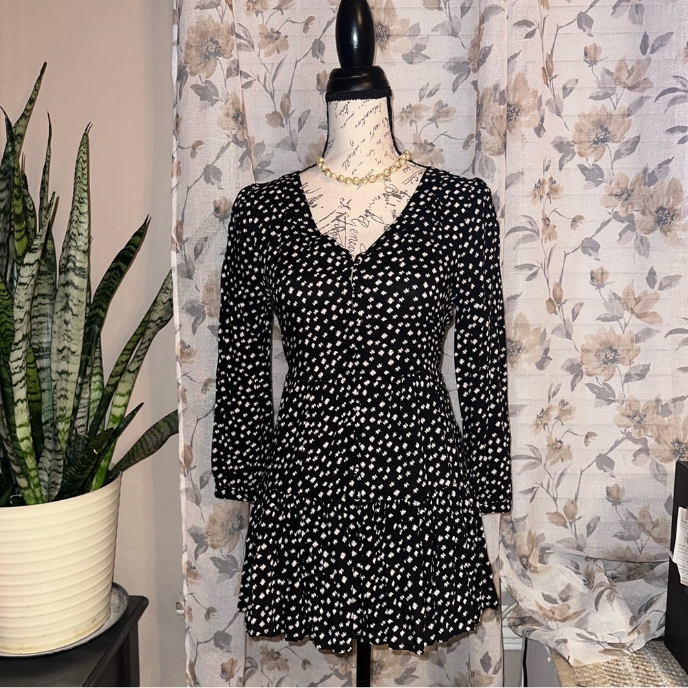 Maeve Black and White Polka Dot Dress